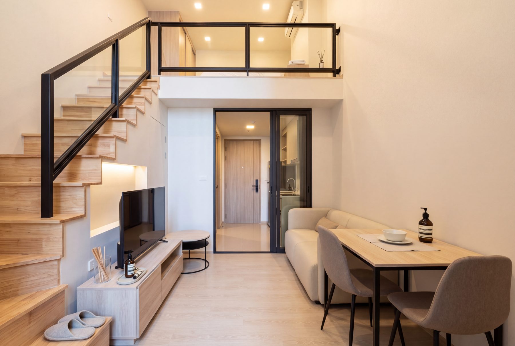 Loft style duplex 350m BTS furnished rental at FLO by Sansiri, Bangkok