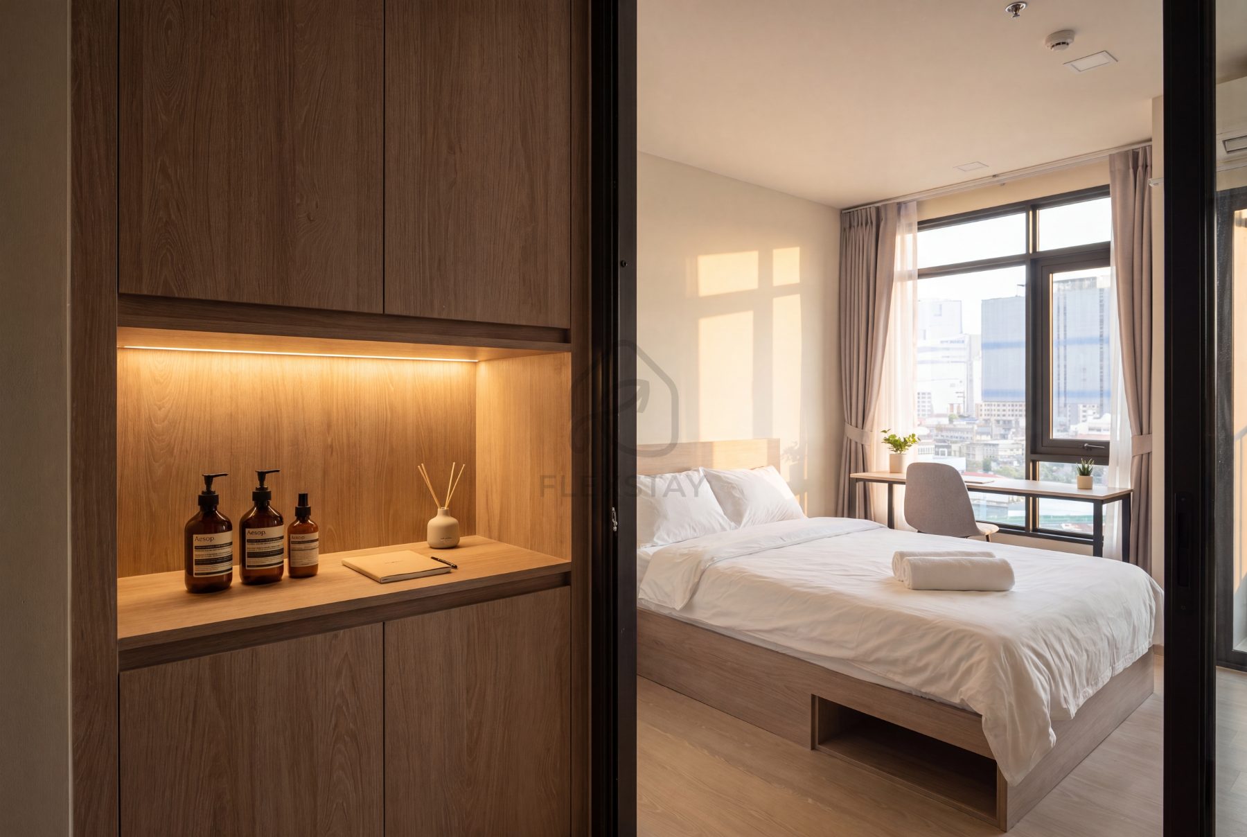 Stylish Studio near ICONSIAM · River Views · Pool furnished rental at FLO by Sansiri, Bangkok