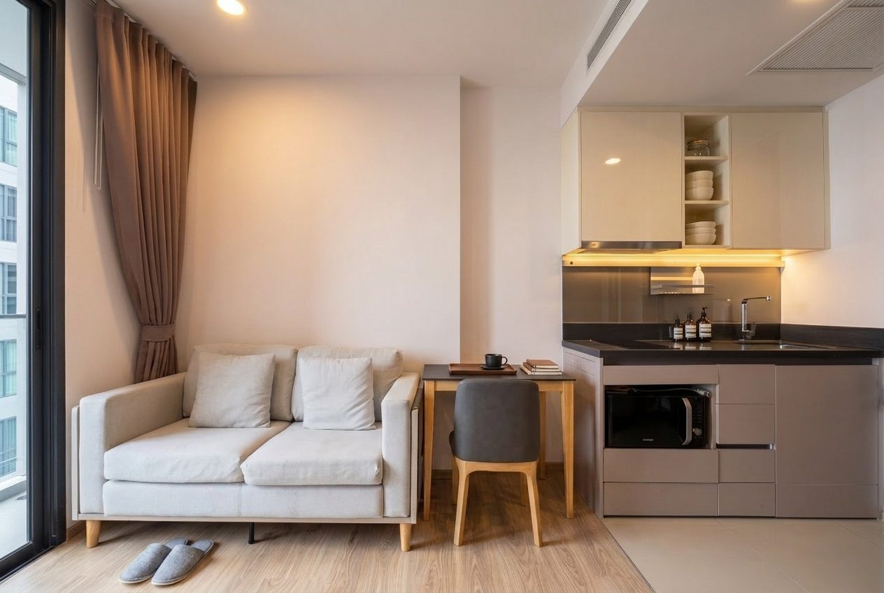 Thong Lo 1BR | Pool • Gym • WiFi furnished rental at Oka Haus, Bangkok